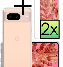 NoXx NoXx Google Pixel 8 Hoesje Siliconen Met 2x Screenprotector - Transparant