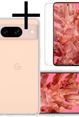 NoXx Hoes Geschikt voor Google Pixel 8 Hoesje Cover Siliconen Back Case Hoes Met Screenprotector - Transparant