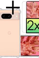 NoXx Hoes Geschikt voor Google Pixel 8 Hoesje Siliconen Cover Shock Proof Back Case Shockproof Hoes Met 2x Screenprotector - Transparant