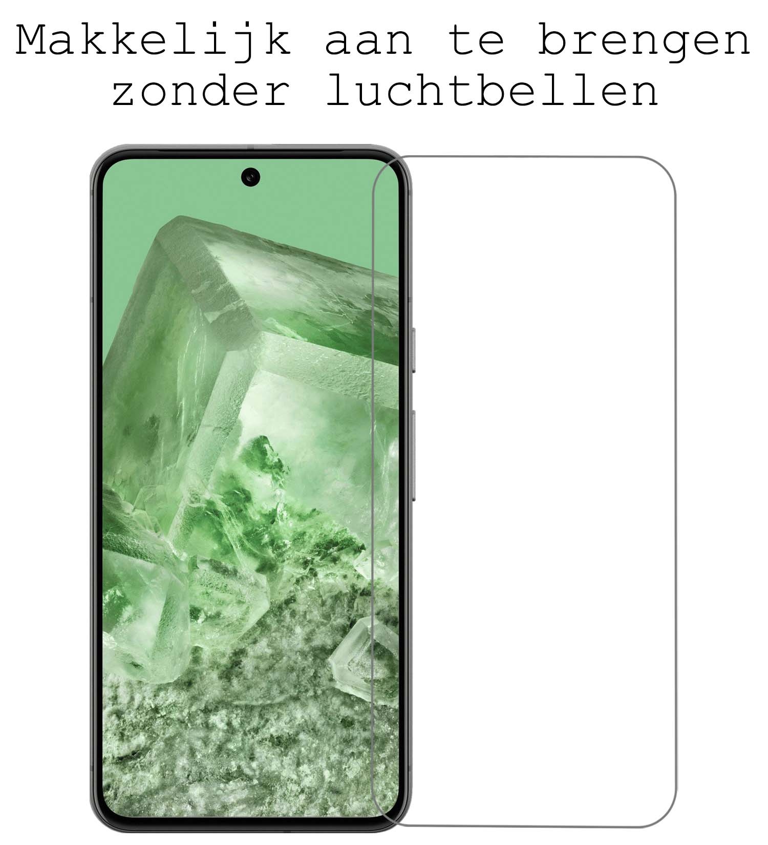 BASEY. Hoes Geschikt voor Google Pixel 8 Hoesje Siliconen Back Cover Case Met 2x Screenprotector - Hoesje Geschikt voor Google Pixel 8 Hoes Cover Hoesje - Transparant