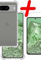 BASEY. Hoes Geschikt voor Google Pixel 8 Hoesje Shock Proof Case Hoes Siliconen Met Screenprotector - Hoesje Geschikt voor Google Pixel 8 Hoes Cover Shockproof - Transparant