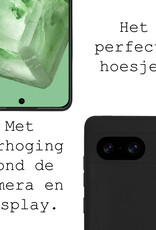 BASEY. Hoes Geschikt voor Google Pixel 8 Hoesje Siliconen Back Cover Case Met 2x Screenprotector - Hoesje Geschikt voor Google Pixel 8 Hoes Cover Hoesje - Zwart
