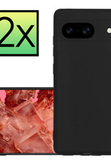 NoXx Hoes Geschikt voor Google Pixel 8 Hoesje Cover Siliconen Back Case Hoes - Zwart - 2x