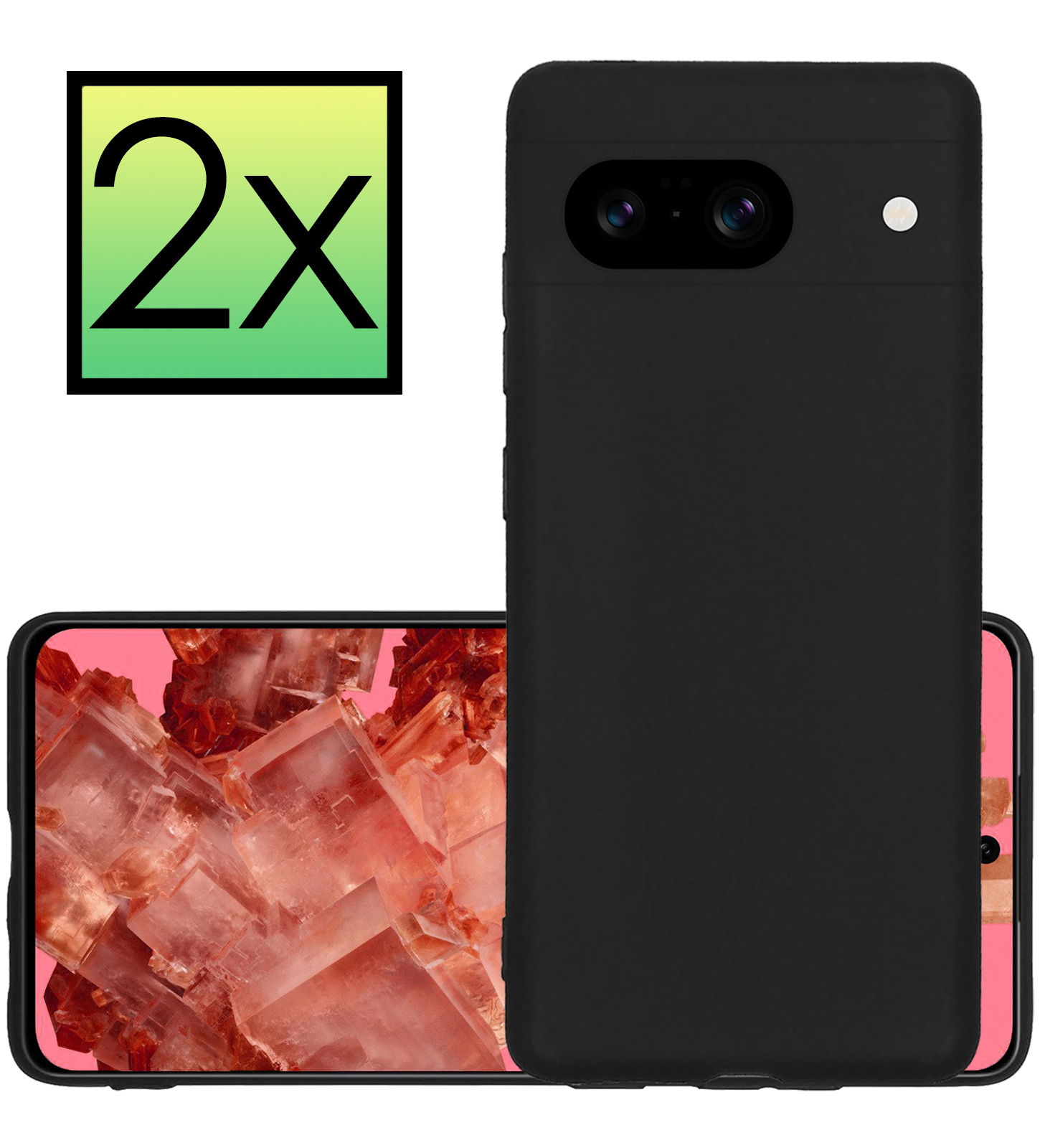 NoXx Hoes Geschikt voor Google Pixel 8 Hoesje Cover Siliconen Back Case Hoes - Zwart - 2x