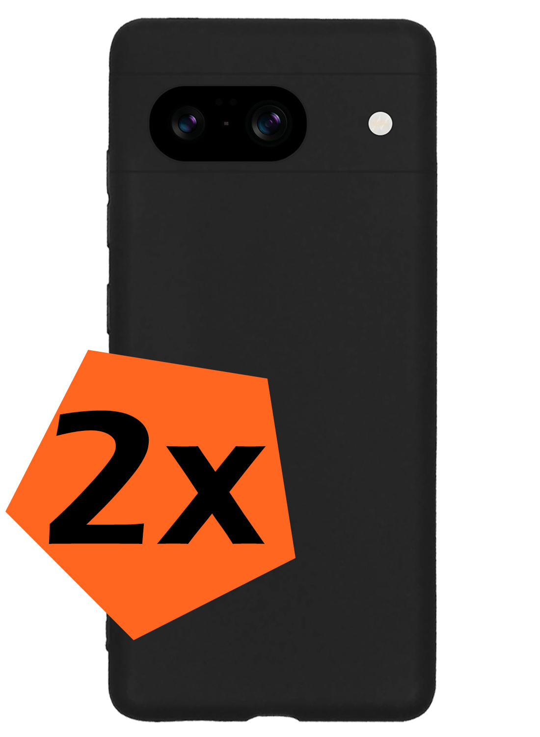 Nomfy Hoesje Geschikt voor Google Pixel 8 Hoesje Siliconen Cover Case - Hoes Geschikt voor Google Pixel 8 Hoes Back Case - 2-PACK - Zwart