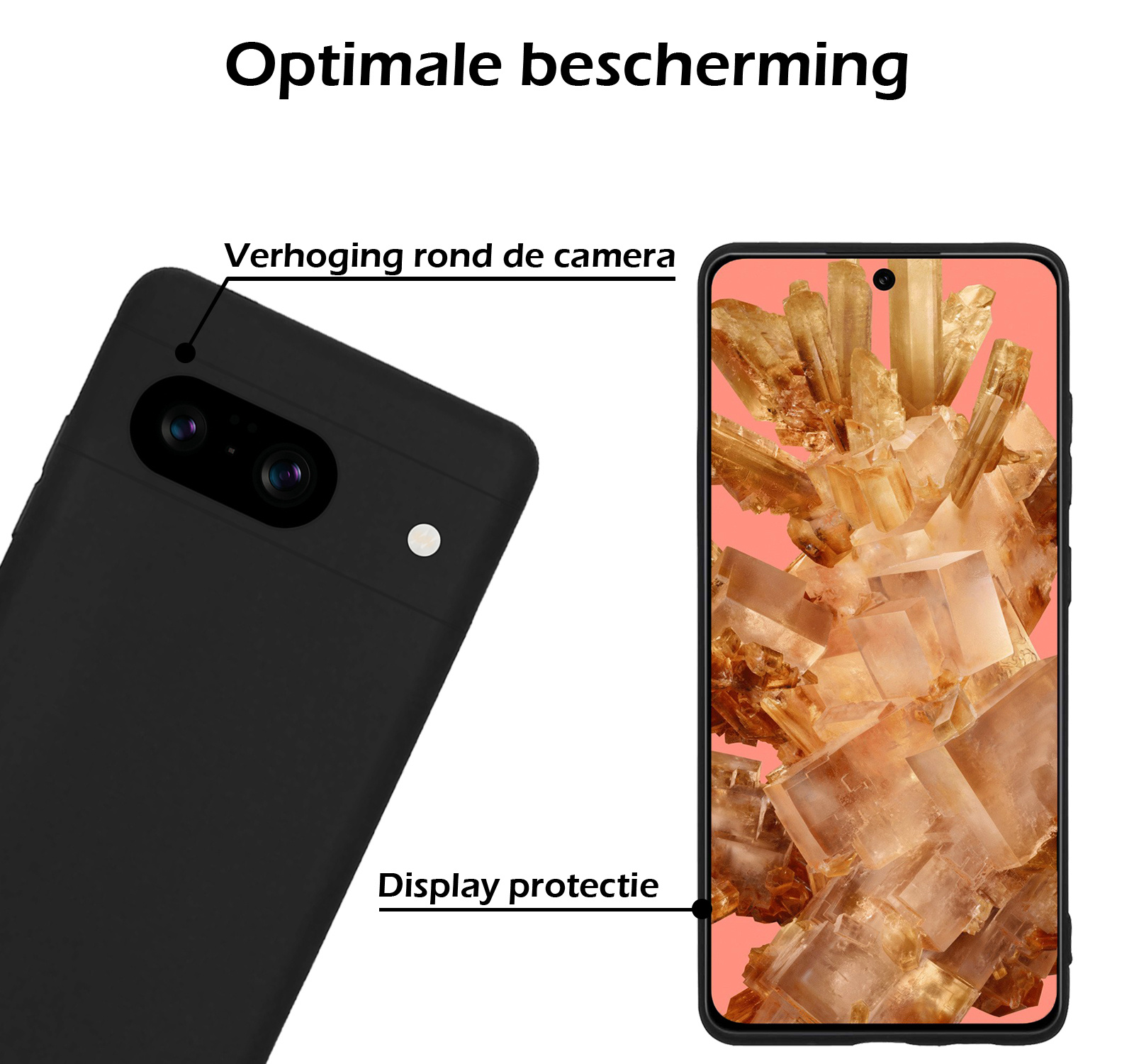 Nomfy Hoesje Geschikt voor Google Pixel 8 Hoesje Siliconen Cover Case - Hoes Geschikt voor Google Pixel 8 Hoes Back Case - 2-PACK - Zwart