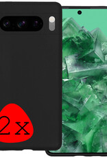 BASEY. Hoes Geschikt voor Google Pixel 8 Pro Hoesje Siliconen Back Cover Case - Hoesje Geschikt voor Google Pixel 8 Pro Hoes Cover Hoesje - Zwart - 2 Stuks