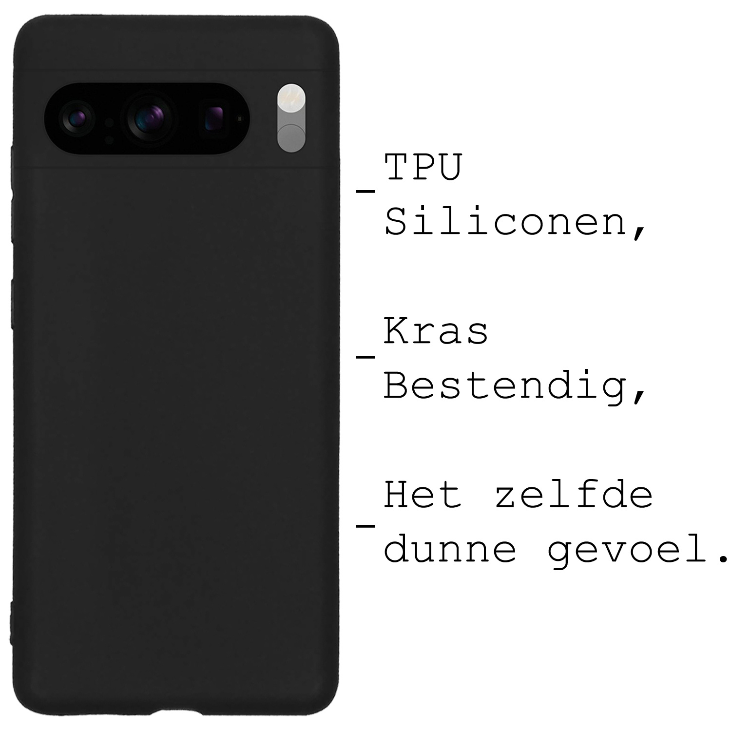 BASEY. Hoes Geschikt voor Google Pixel 8 Pro Hoesje Siliconen Back Cover Case - Hoesje Geschikt voor Google Pixel 8 Pro Hoes Cover Hoesje - Zwart - 2 Stuks