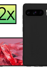 NoXx Hoes Geschikt voor Google Pixel 8 Pro Hoesje Cover Siliconen Back Case Hoes - Zwart - 2x