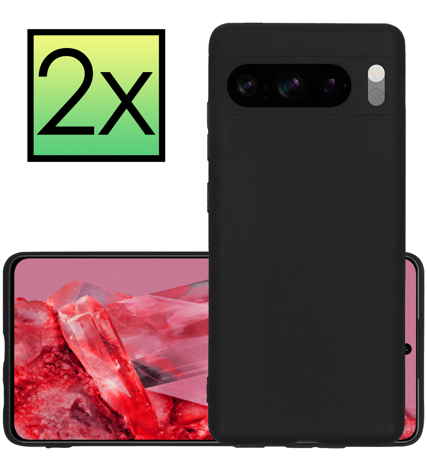 NoXx Hoes Geschikt voor Google Pixel 8 Pro Hoesje Cover Siliconen Back Case Hoes - Zwart - 2x
