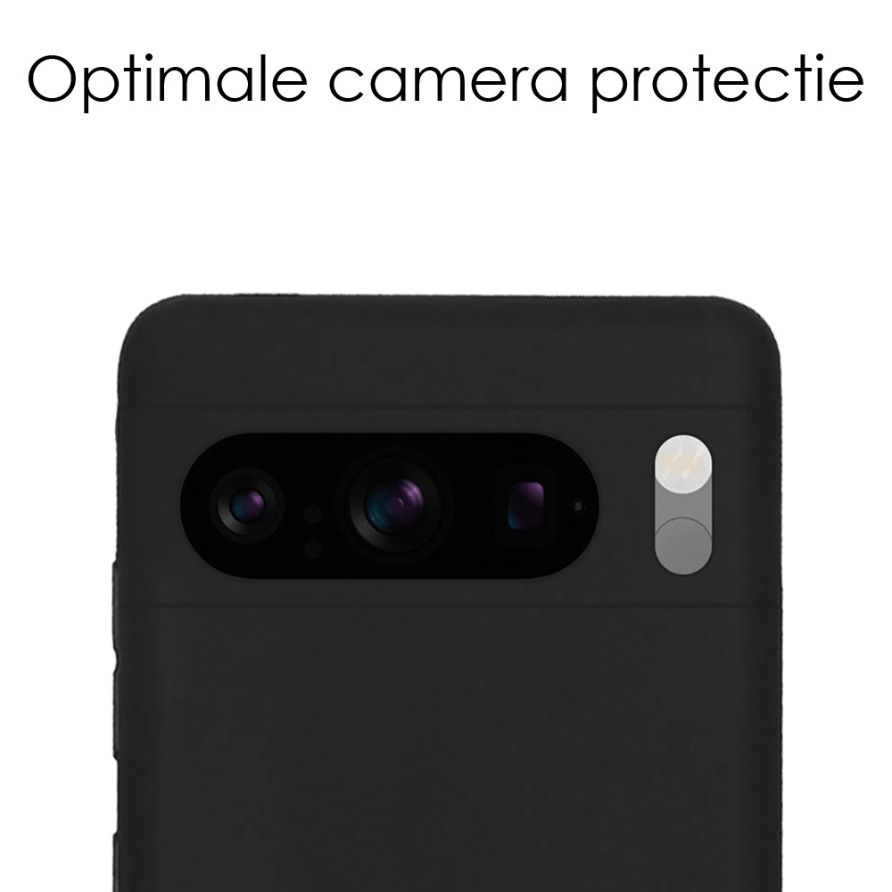 NoXx Hoes Geschikt voor Google Pixel 8 Pro Hoesje Cover Siliconen Back Case Hoes Met Screenprotector - Zwart