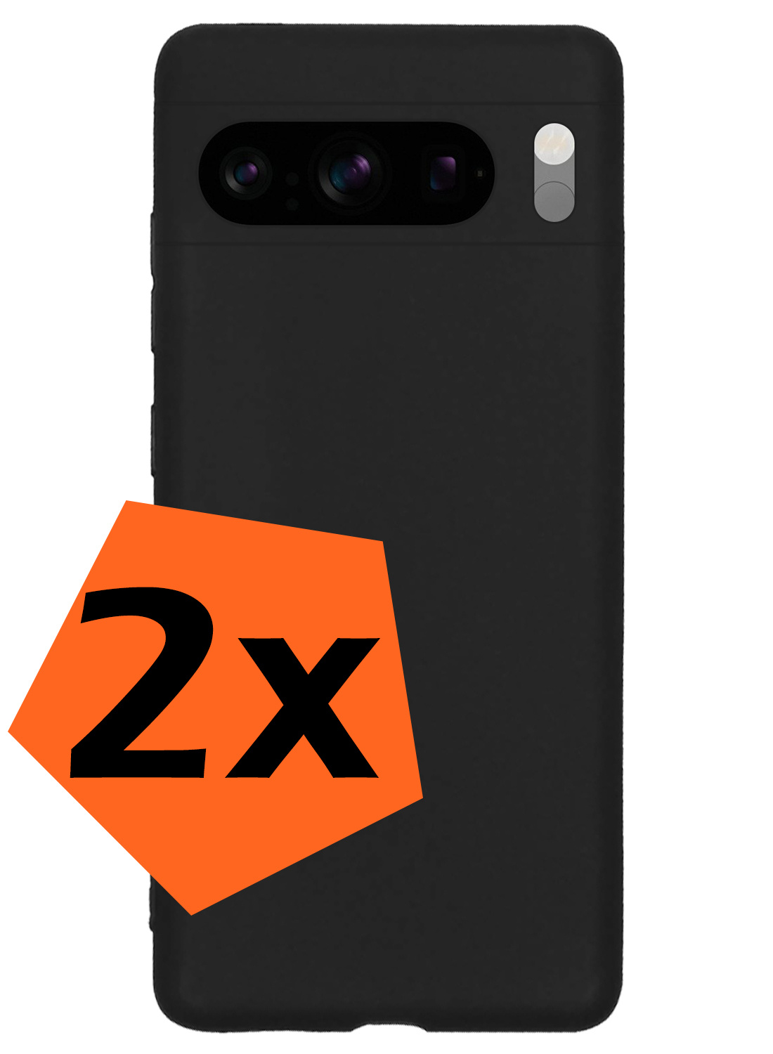 Nomfy Hoesje Geschikt voor Google Pixel 8 Pro Hoesje Siliconen Cover Case - Hoes Geschikt voor Google Pixel 8 Pro Hoes Back Case - 2-PACK - Zwart