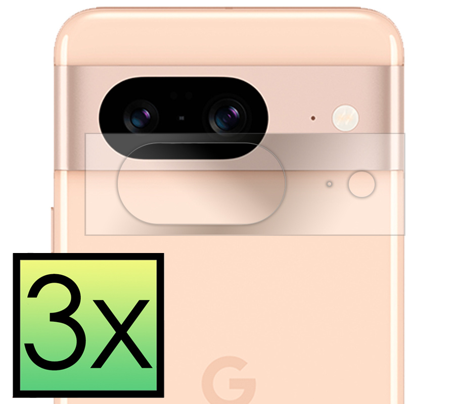 NoXx Screenprotector Geschikt voor Google Pixel 8 Camera Screenprotector Gehard Glas - Screenprotector Geschikt voor Google Pixel 8 Screenprotector Camera Tempered Glass - 3x