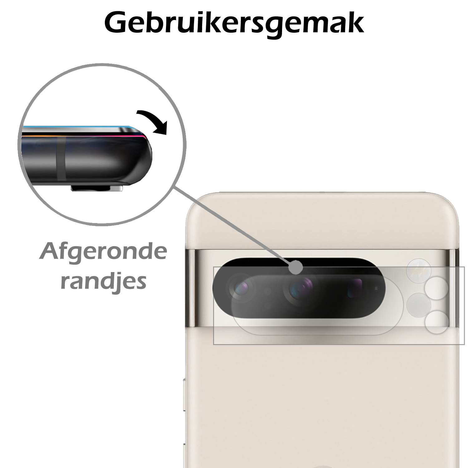 Nomfy Screenprotector Geschikt voor Google Pixel 8 Pro Camera Screen Protector Beschermglas - Screenprotector Geschikt voor Google Pixel 8 Pro Camera Screenprotector Tempered Glass - 3 PACK