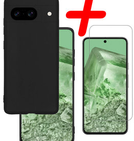 BASEY. BASEY. Google Pixel 8 Hoesje Siliconen Met Screenprotector - Zwart