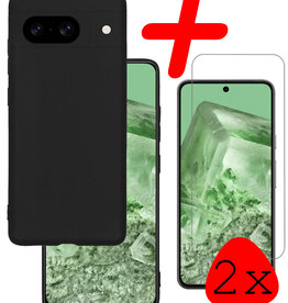 BASEY. BASEY. Google Pixel 8 Hoesje Siliconen Met 2x Screenprotector - Zwart
