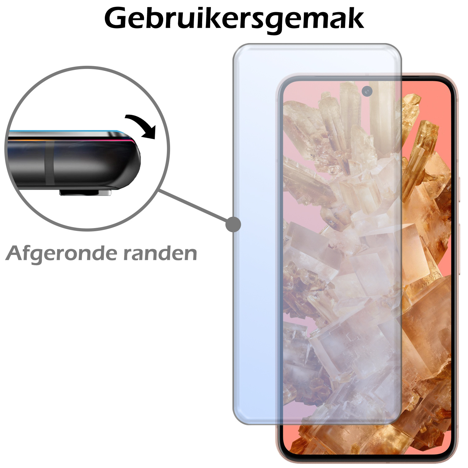 Nomfy Hoesje Geschikt voor Google Pixel 8 Hoesje Siliconen Cover Case Met Screenprotector - Hoes Geschikt voor Google Pixel 8 Hoes Back Case - Zwart