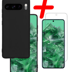 BASEY. BASEY. Google Pixel 8 Pro Hoesje Siliconen Met Screenprotector - Zwart