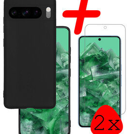 BASEY. BASEY. Google Pixel 8 Pro Hoesje Siliconen Met 2x Screenprotector - Zwart