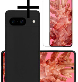 NoXx NoXx Google Pixel 8 Hoesje Siliconen Met Screenprotector - Zwart
