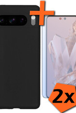 Nomfy Hoesje Geschikt voor Google Pixel 8 Pro Hoesje Siliconen Cover Case Met 2x Screenprotector - Hoes Geschikt voor Google Pixel 8 Pro Hoes Back Case - Zwart