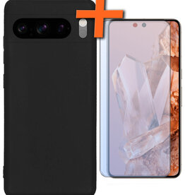 Nomfy Nomfy Google Pixel 8 Pro Hoesje Siliconen Met Screenprotector - Zwart