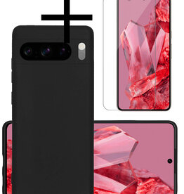 NoXx NoXx Google Pixel 8 Pro Hoesje Siliconen Met Screenprotector - Zwart
