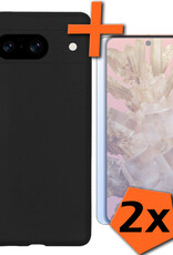 Nomfy Hoesje Geschikt voor Google Pixel 8 Hoesje Siliconen Cover Case Met 2x Screenprotector - Hoes Geschikt voor Google Pixel 8 Hoes Back Case - Zwart