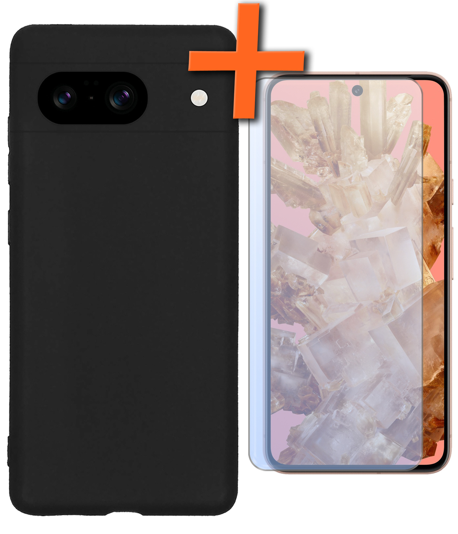 Nomfy Hoesje Geschikt voor Google Pixel 8 Hoesje Siliconen Cover Case Met Screenprotector - Hoes Geschikt voor Google Pixel 8 Hoes Back Case - Zwart