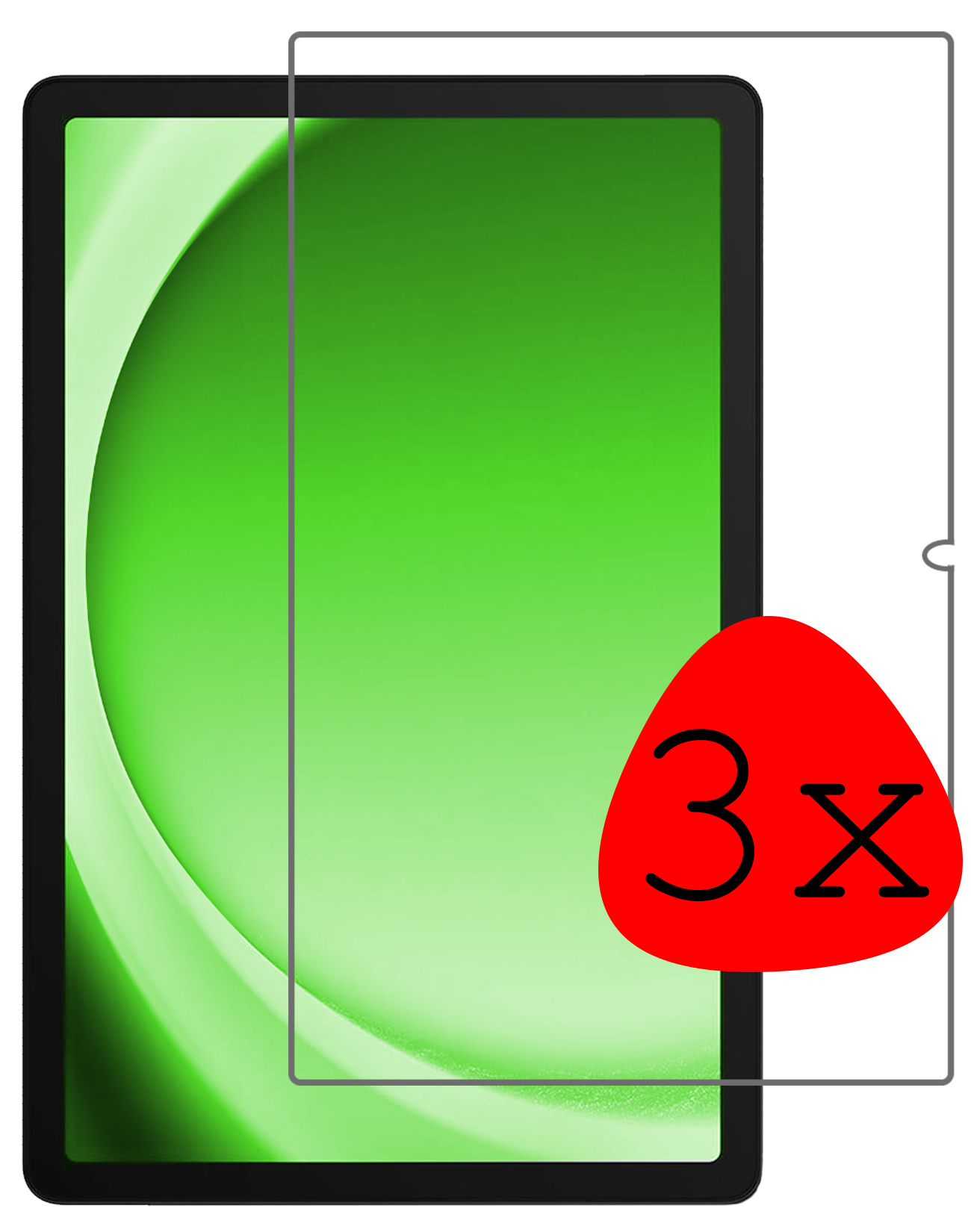 BASEY. Screenprotector Geschikt voor Samsung Galaxy Tab A9 Screenprotector Tempered Glass - Screenprotector Geschikt voor Samsung Tab A9 Screen Protector Beschermglas - 3 Stuks