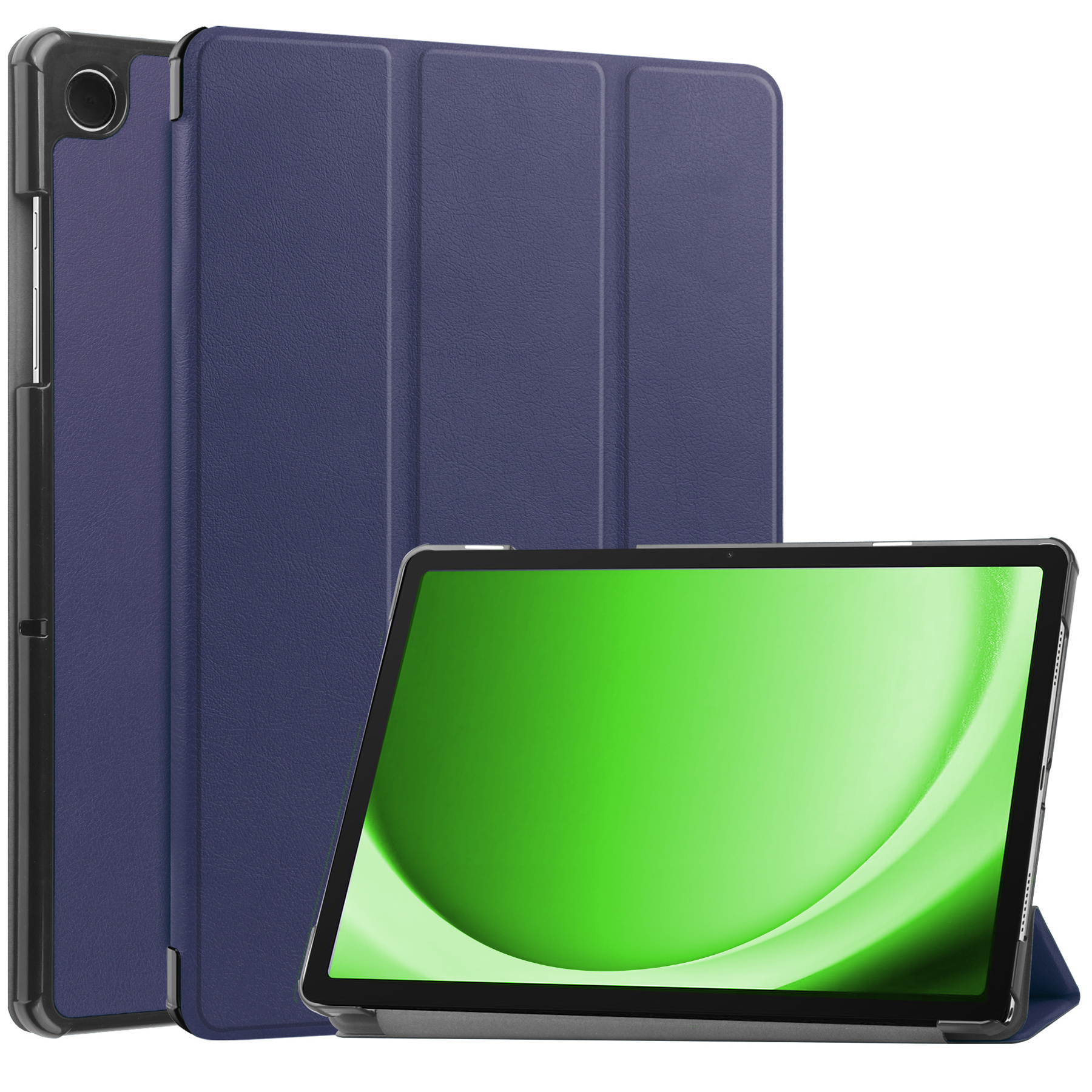 BASEY. Hoesje Geschikt voor Samsung Galaxy Tab A9 Hoes Case Tablet Hoesje Tri-fold - Hoes Geschikt voor Samsung Tab A9 Hoesje Hard Cover Bookcase Hoes - Donkerblauw