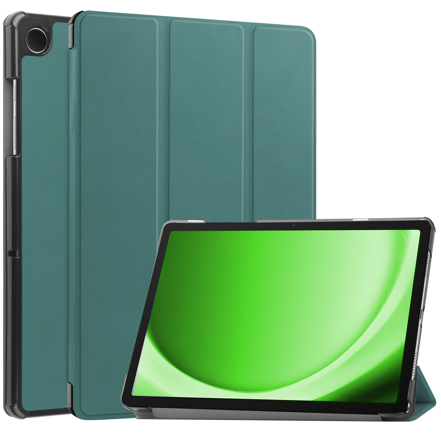 BASEY. Hoesje Geschikt voor Samsung Galaxy Tab A9 Hoes Case Tablet Hoesje Tri-fold - Hoes Geschikt voor Samsung Tab A9 Hoesje Hard Cover Bookcase Hoes - Donkergroen