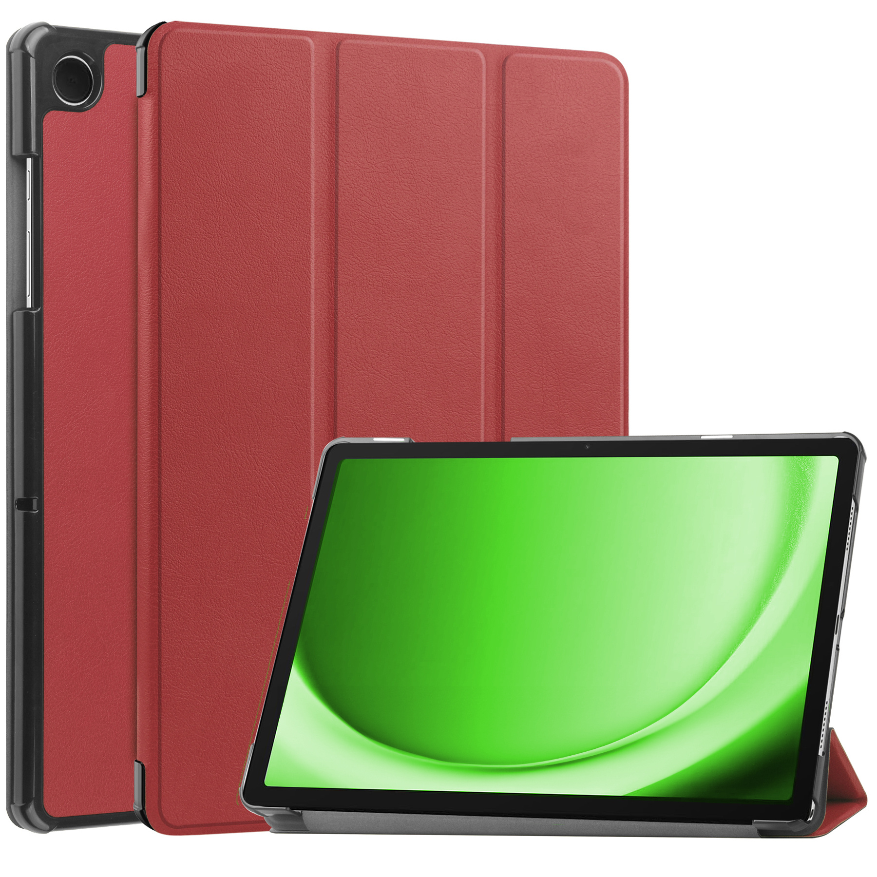 BASEY. Hoesje Geschikt voor Samsung Galaxy Tab A9 Hoes Case Tablet Hoesje Tri-fold - Hoes Geschikt voor Samsung Tab A9 Hoesje Hard Cover Bookcase Hoes - Donkerrood