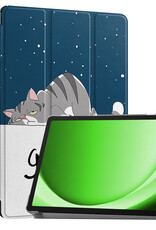 BASEY. Hoesje Geschikt voor Samsung Galaxy Tab A9 Hoes Case Tablet Hoesje Tri-fold - Hoes Geschikt voor Samsung Tab A9 Hoesje Hard Cover Bookcase Hoes - Kat