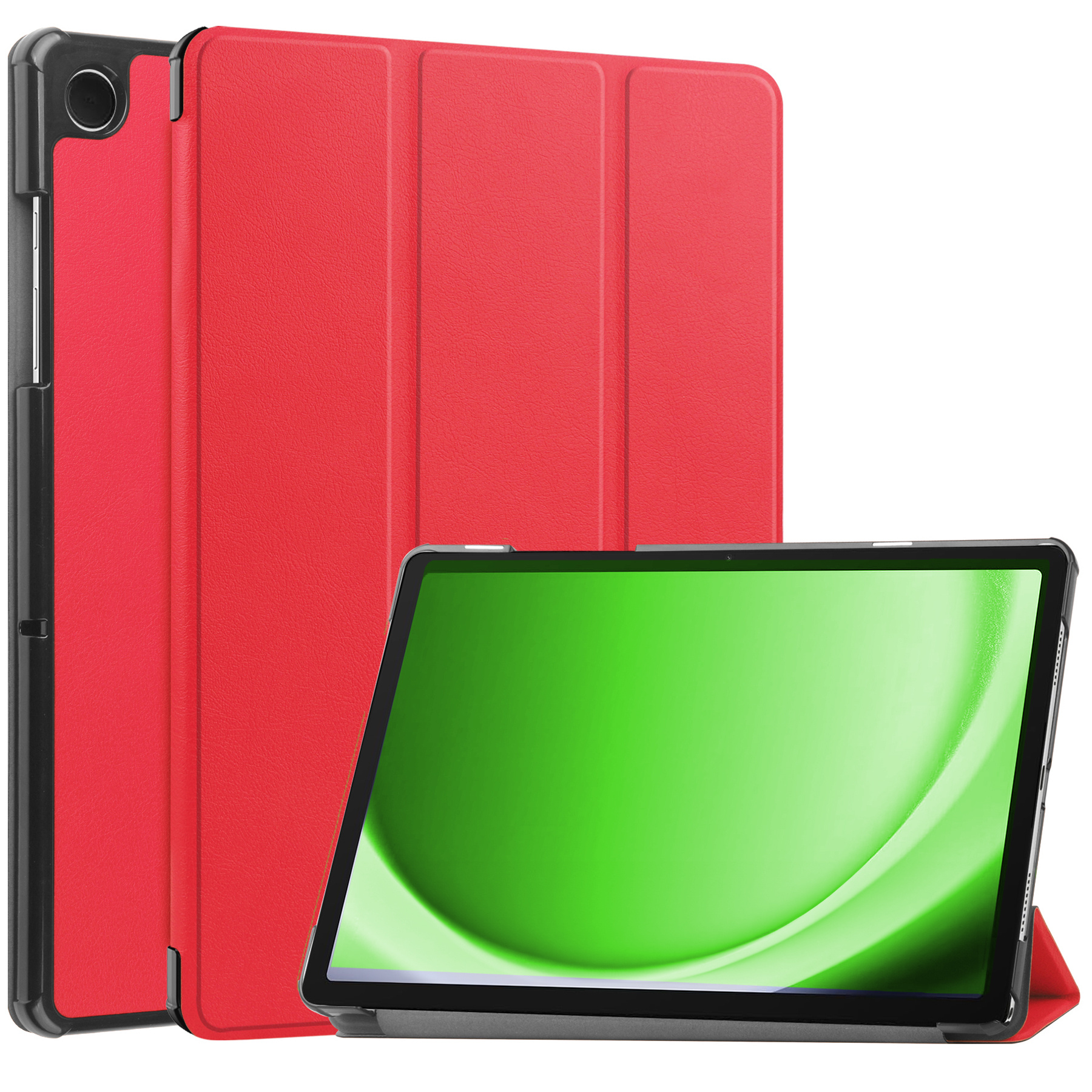 BASEY. Hoesje Geschikt voor Samsung Galaxy Tab A9 Hoes Case Tablet Hoesje Tri-fold - Hoes Geschikt voor Samsung Tab A9 Hoesje Hard Cover Bookcase Hoes - Rood