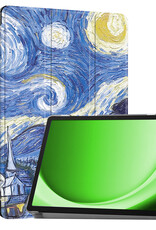 BASEY. Hoesje Geschikt voor Samsung Galaxy Tab A9 Hoes Case Tablet Hoesje Tri-fold - Hoes Geschikt voor Samsung Tab A9 Hoesje Hard Cover Bookcase Hoes - Sterrenhemel