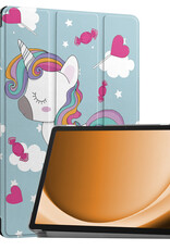Nomfy Hoes Geschikt voor Samsung Galaxy Tab A9 Hoes Tri-fold Tablet Hoesje Case - Hoesje Geschikt voor Samsung Tab A9 Hoesje Hardcover Bookcase - Eenhoorn