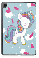 Nomfy Hoes Geschikt voor Samsung Galaxy Tab A9 Hoes Tri-fold Tablet Hoesje Case - Hoesje Geschikt voor Samsung Tab A9 Hoesje Hardcover Bookcase - Eenhoorn