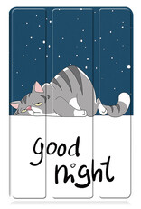 Nomfy Hoes Geschikt voor Samsung Galaxy Tab A9 Hoes Tri-fold Tablet Hoesje Case - Hoesje Geschikt voor Samsung Tab A9 Hoesje Hardcover Bookcase - Kat