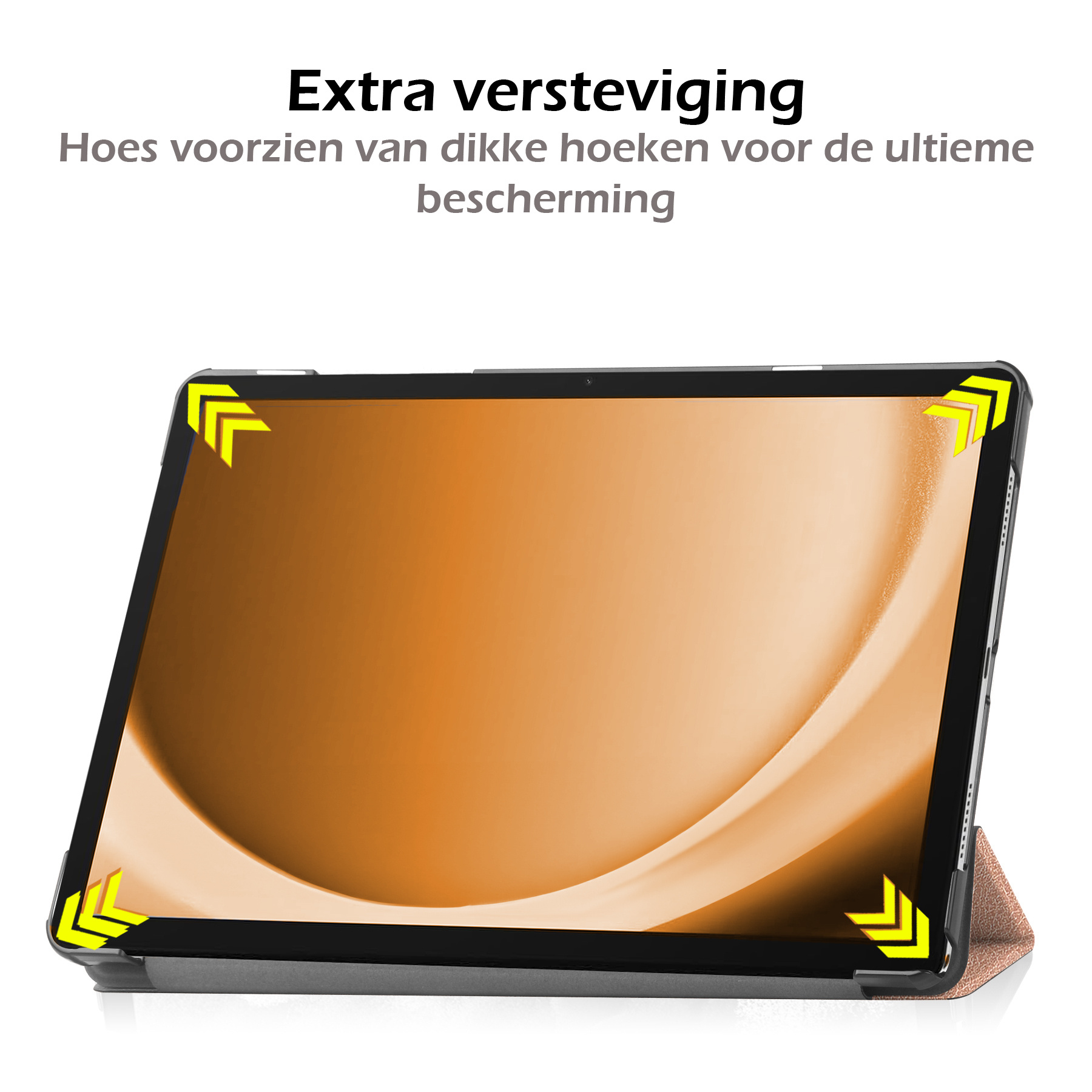 Nomfy Hoes Geschikt voor Samsung Galaxy Tab A9 Hoes Tri-fold Tablet Hoesje Case - Hoesje Geschikt voor Samsung Tab A9 Hoesje Hardcover Bookcase - Rosé goud