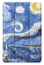 Nomfy Hoes Geschikt voor Samsung Galaxy Tab A9 Hoes Tri-fold Tablet Hoesje Case - Hoesje Geschikt voor Samsung Tab A9 Hoesje Hardcover Bookcase - Sterrenhemel