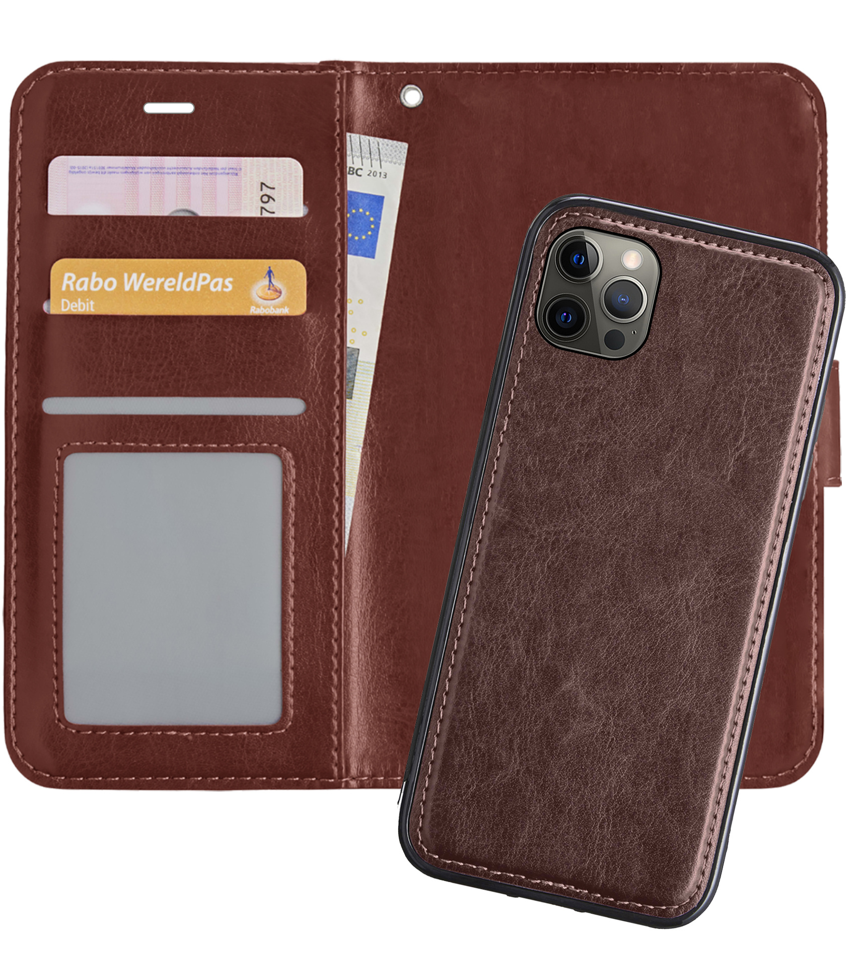 Nomfy Hoesje Geschikt voor iPhone 13 Pro Max Hoesje 2-in-1 Bookcase Hoes Case Uitneembaar - Hoes Geschikt voor iPhone 13 Pro Max Hoes Cover - Bruin