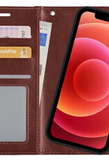 BASEY. Hoes Geschikt vooriPhone X Hoesje Bookcase Hoes 2-in-1 Cover - Hoesje Geschikt voor iPhone X Hoes 2-in-1 Hoesje Case - Bruin
