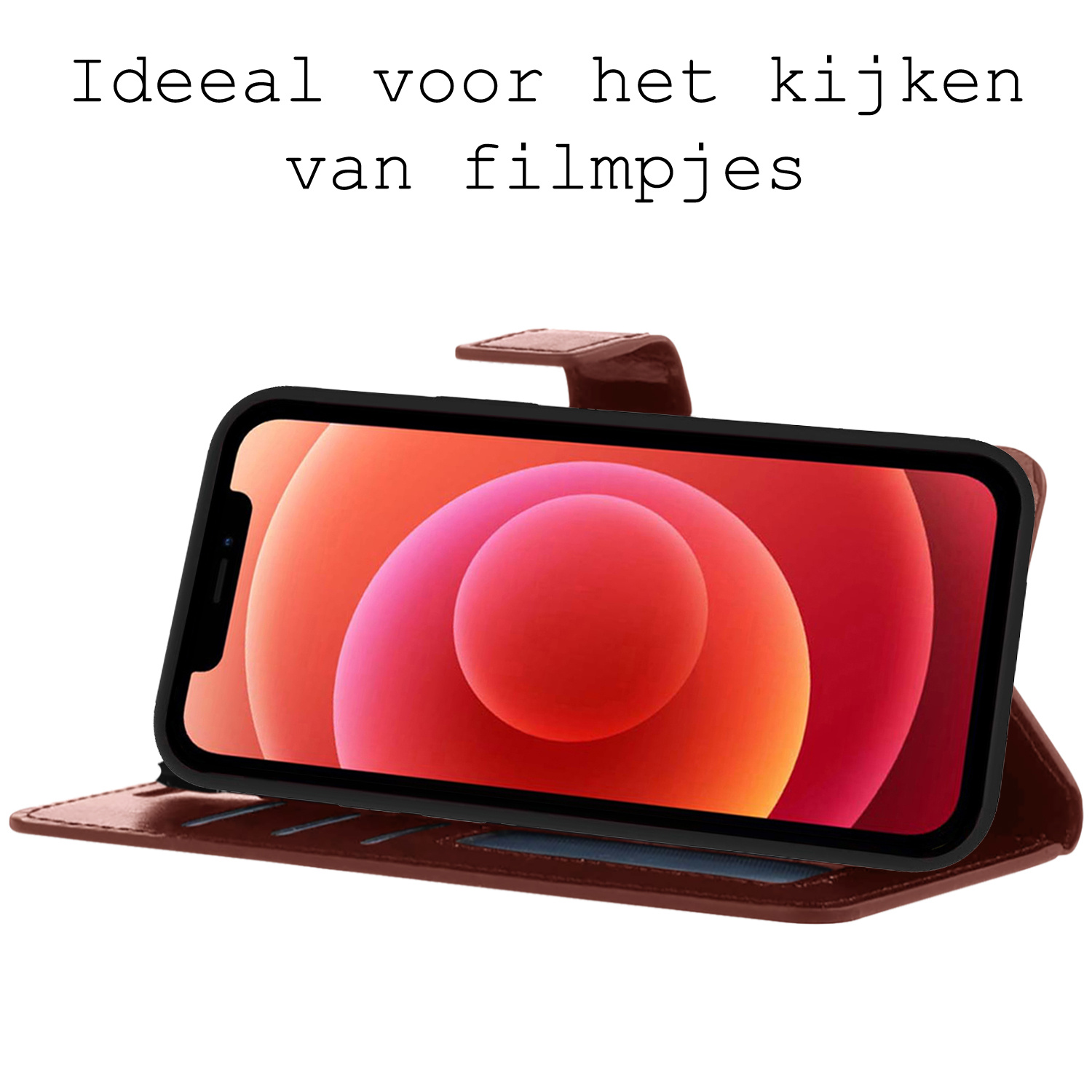 BASEY. Hoes Geschikt vooriPhone X Hoesje Bookcase Hoes 2-in-1 Cover - Hoesje Geschikt voor iPhone X Hoes 2-in-1 Hoesje Case - Bruin