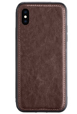 BASEY. Hoes Geschikt vooriPhone X Hoesje Bookcase Hoes 2-in-1 Cover - Hoesje Geschikt voor iPhone X Hoes 2-in-1 Hoesje Case - Bruin