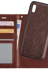 NoXx Hoes Geschikt voor iPhone X Hoesje Bookcase Hoes 2-in-1 Uitneembaar Cover Hard Case - Bruin