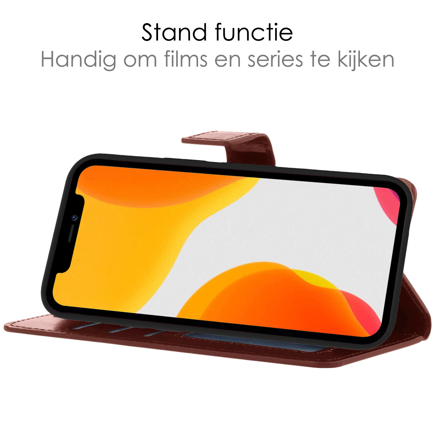 NoXx Hoes Geschikt voor iPhone X Hoesje Bookcase Hoes 2-in-1 Uitneembaar Cover Hard Case - Bruin