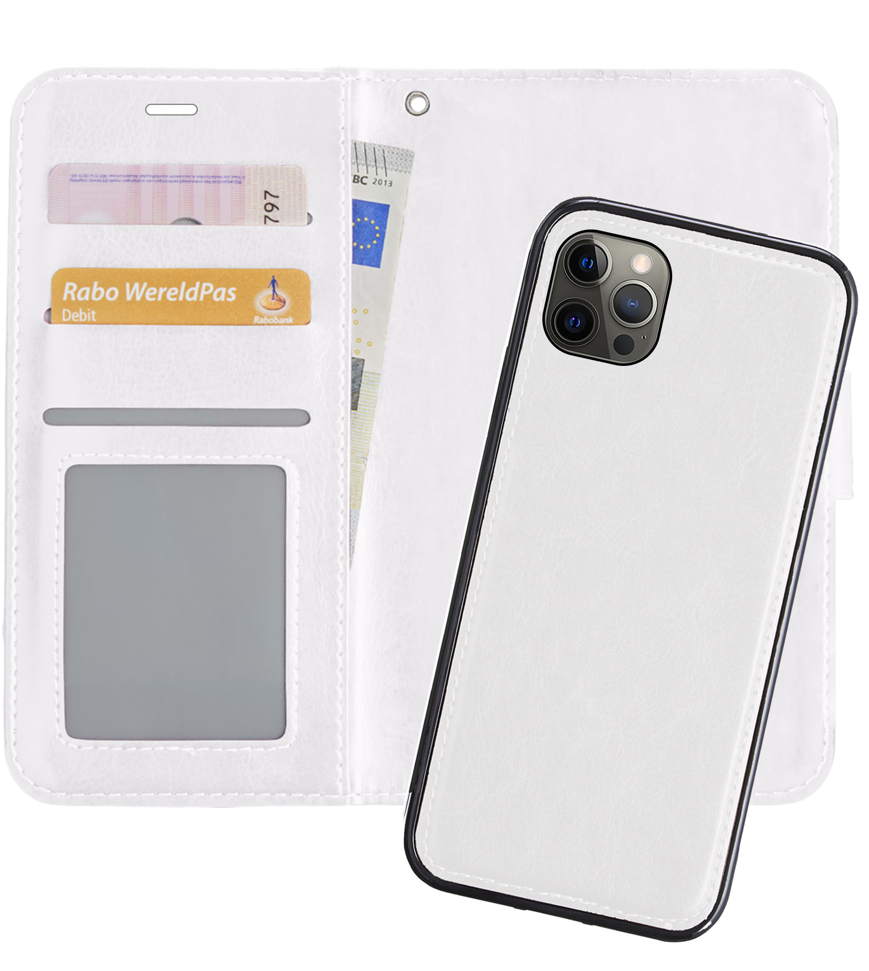 Nomfy Hoesje Geschikt voor iPhone 13 Pro Hoesje 2-in-1 Bookcase Hoes Case Uitneembaar - Hoes Geschikt voor iPhone 13 Pro Hoes Cover - Wit