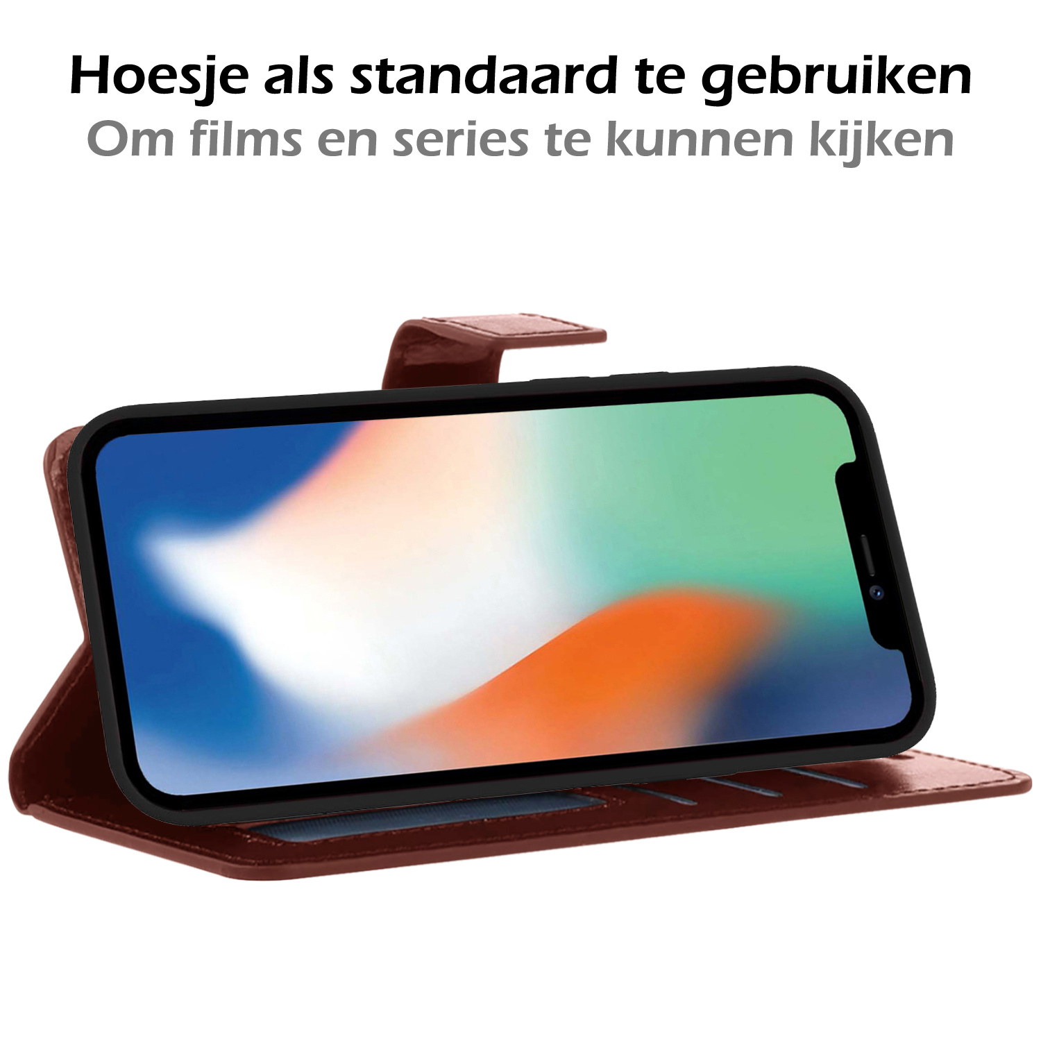 Nomfy Hoesje Geschikt voor iPhone X Hoesje 2-in-1 Bookcase Hoes Case Uitneembaar - Hoes Geschikt voor iPhone X Hoes Cover - Bruin
