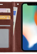 Nomfy Hoesje Geschikt voor iPhone X Hoesje 2-in-1 Bookcase Hoes Case Uitneembaar - Hoes Geschikt voor iPhone X Hoes Cover - Bruin